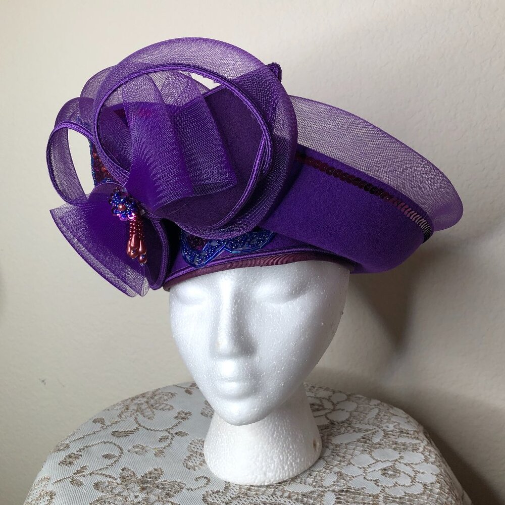 Elegant Purple Statement Woman's Dress Hat